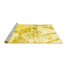Sideview of Machine Washable Abstract Yellow Contemporary Rug, wshcon1811yw