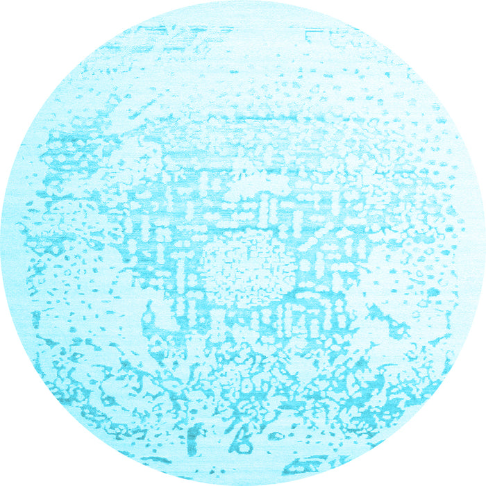 Round Abstract Light Blue Contemporary Rug, con1812lblu