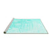 Sideview of Machine Washable Abstract Turquoise Contemporary Area Rugs, wshcon1812turq