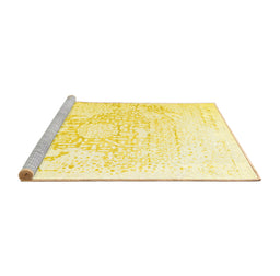 Sideview of Machine Washable Abstract Yellow Contemporary Rug, wshcon1812yw