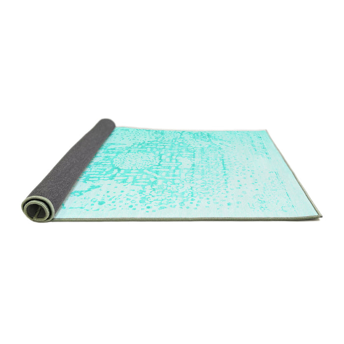 Sideview of Abstract Turquoise Contemporary Rug, con1812turq