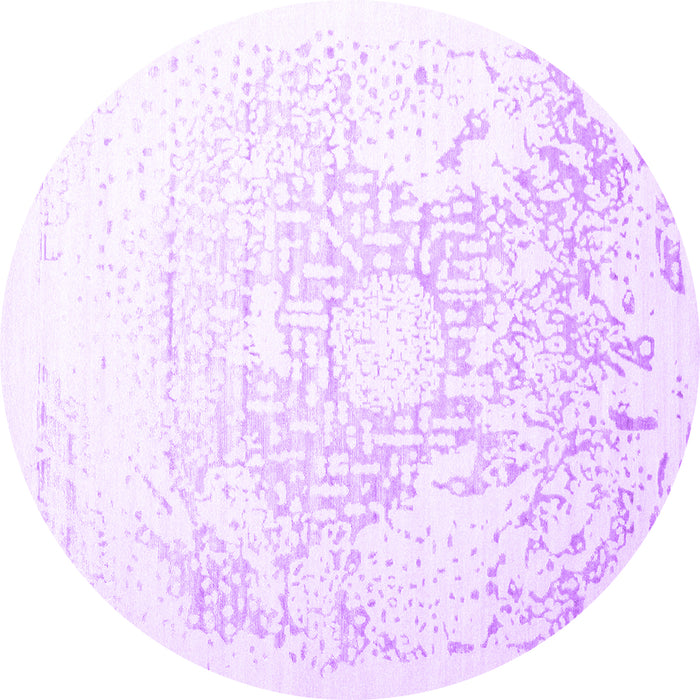 Round Machine Washable Abstract Purple Contemporary Area Rugs, wshcon1812pur