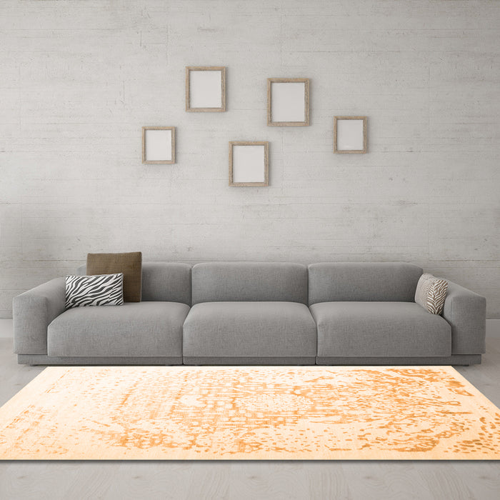 Machine Washable Abstract Orange Contemporary Area Rugs in a Living Room, wshcon1812org
