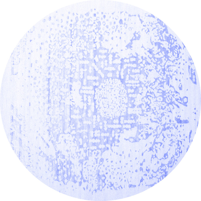 Round Machine Washable Abstract Blue Contemporary Rug, wshcon1812blu