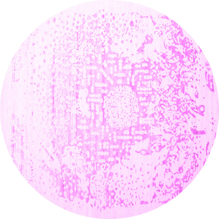 Round Abstract Pink Contemporary Rug, con1812pnk