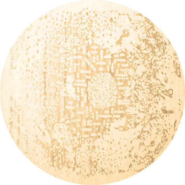 Round Abstract Brown Contemporary Rug, con1812brn