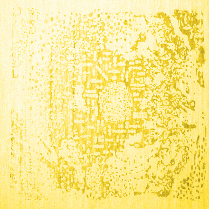 Square Machine Washable Abstract Yellow Contemporary Rug, wshcon1812yw