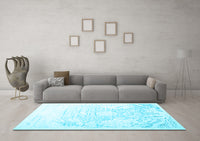 Machine Washable Abstract Light Blue Contemporary Rug, wshcon1812lblu