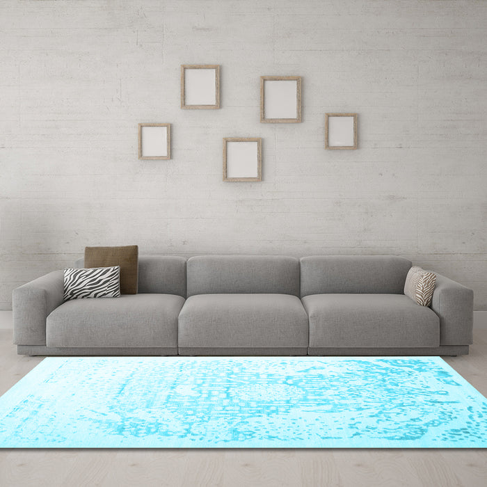 Machine Washable Abstract Light Blue Contemporary Rug in a Living Room, wshcon1812lblu