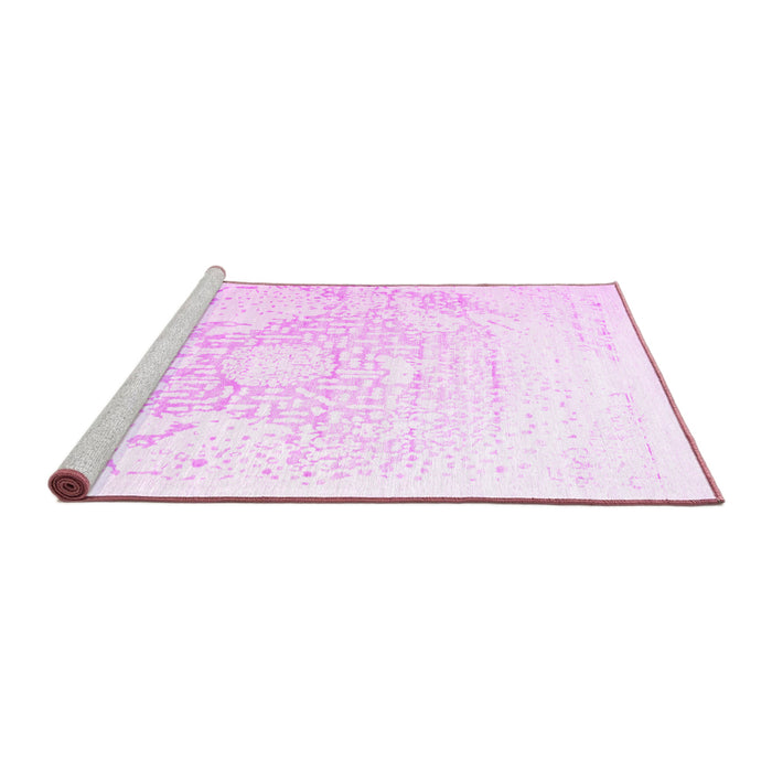Sideview of Machine Washable Abstract Pink Contemporary Rug, wshcon1812pnk