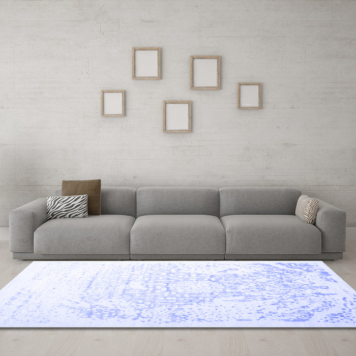 Machine Washable Abstract Blue Contemporary Rug in a Living Room, wshcon1812blu