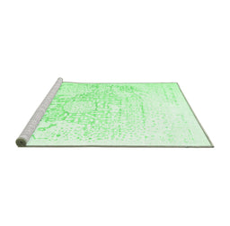 Sideview of Machine Washable Abstract Emerald Green Contemporary Area Rugs, wshcon1812emgrn