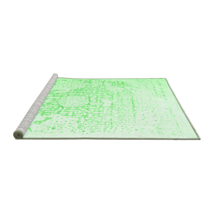 Sideview of Machine Washable Abstract Emerald Green Contemporary Area Rugs, wshcon1812emgrn