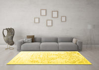 Machine Washable Abstract Yellow Contemporary Rug, wshcon1812yw