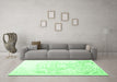 Machine Washable Abstract Emerald Green Contemporary Area Rugs in a Living Room,, wshcon1812emgrn