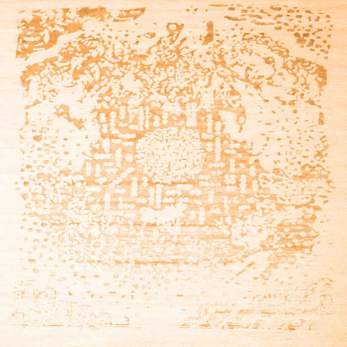 Round Machine Washable Abstract Orange Contemporary Area Rugs, wshcon1812org