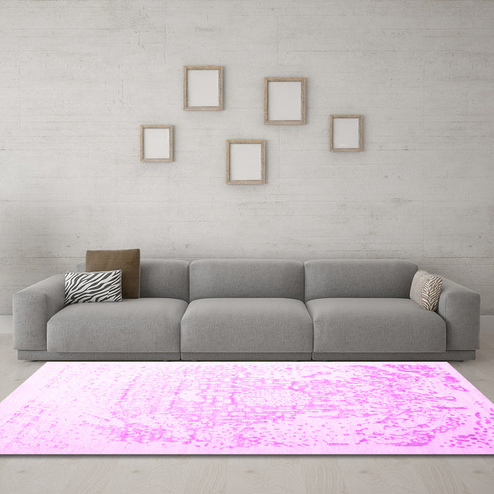 Machine Washable Abstract Pink Contemporary Rug in a Living Room, wshcon1812pnk