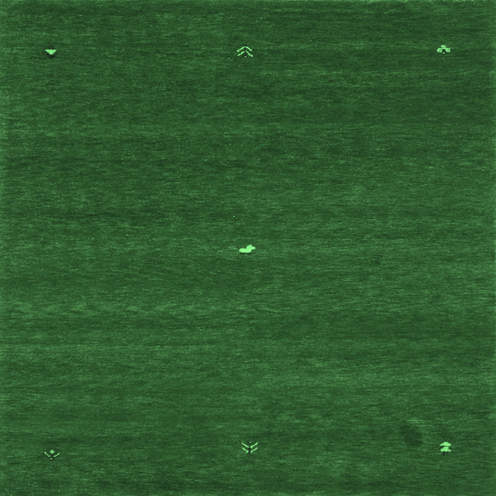 Square Machine Washable Abstract Emerald Green Contemporary Area Rugs, wshcon1813emgrn