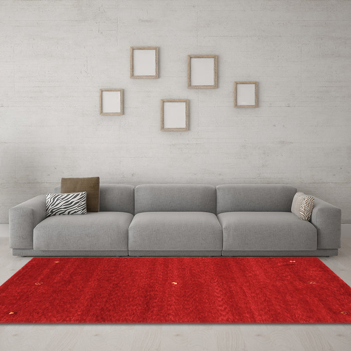 Machine Washable Abstract Orange Contemporary Area Rugs in a Living Room, wshcon1813org