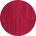 Round Machine Washable Abstract Pink Contemporary Rug, wshcon1813pnk