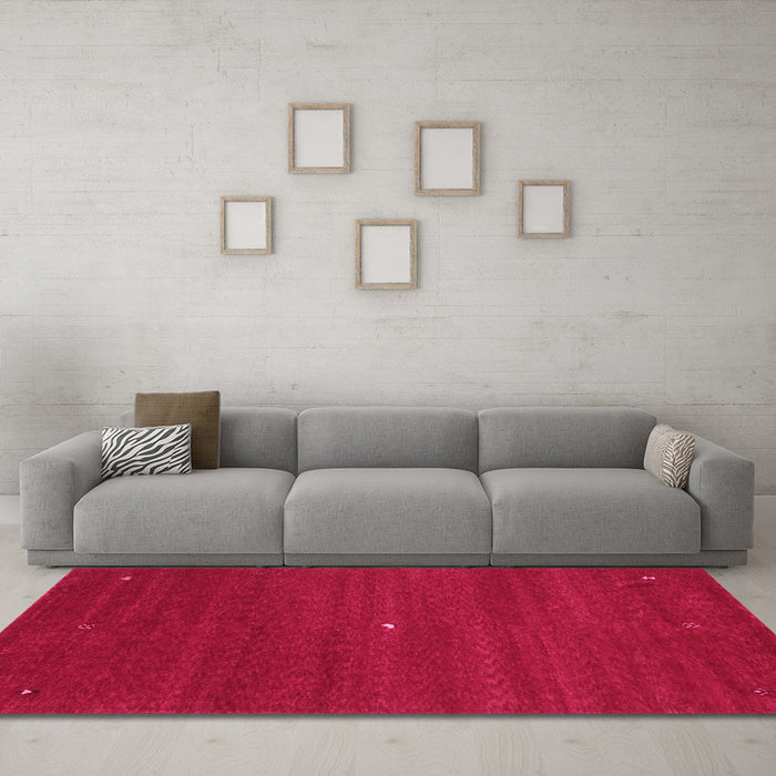 Machine Washable Abstract Pink Contemporary Rug in a Living Room, wshcon1813pnk