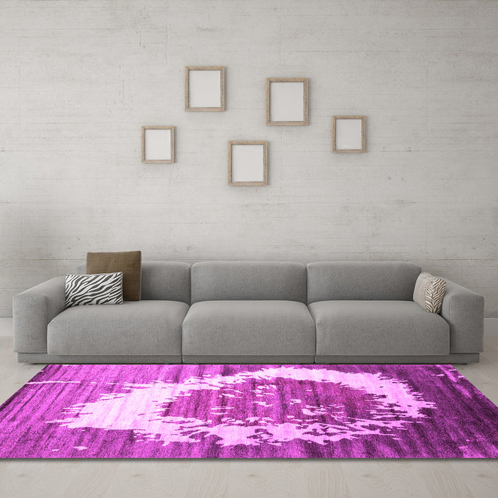Machine Washable Abstract Pink Contemporary Rug in a Living Room, wshcon1814pnk
