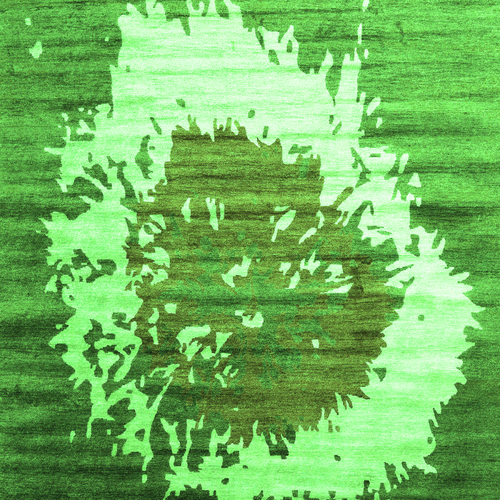 Serging Thickness of Machine Washable Abstract Green Contemporary Area Rugs, wshcon1814grn