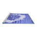 Sideview of Machine Washable Abstract Blue Contemporary Rug, wshcon1814blu