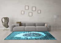 Machine Washable Abstract Light Blue Contemporary Rug, wshcon1814lblu