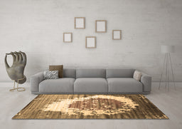 Machine Washable Abstract Brown Contemporary Rug in a Living Room,, wshcon1814brn