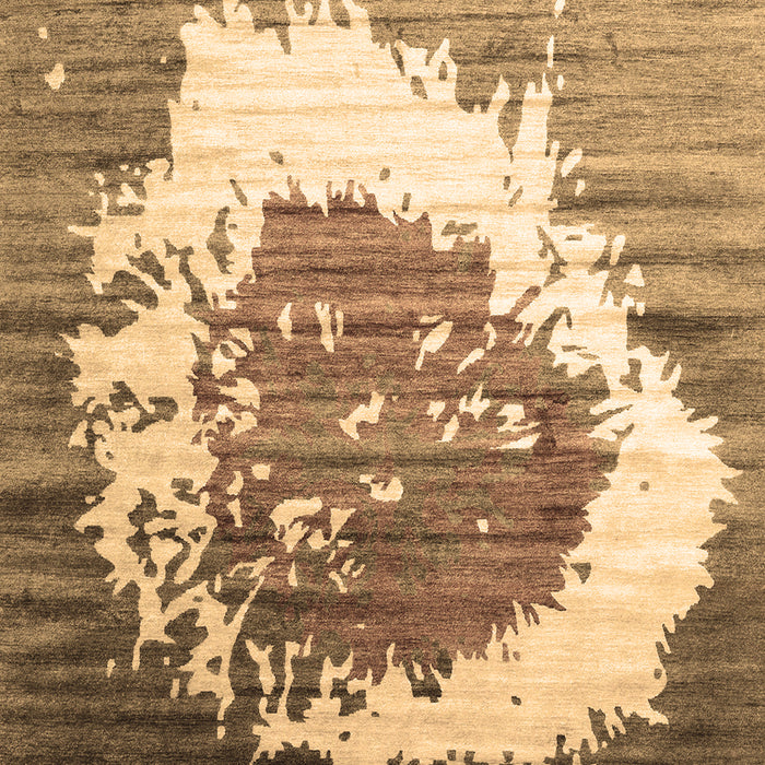 Machine Washable Abstract Brown Contemporary Rug, wshcon1814brn