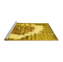 Sideview of Machine Washable Abstract Yellow Contemporary Rug, wshcon1814yw