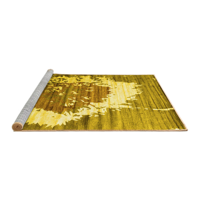 Sideview of Machine Washable Abstract Yellow Contemporary Rug, wshcon1814yw