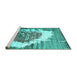 Sideview of Machine Washable Abstract Turquoise Contemporary Area Rugs, wshcon1814turq