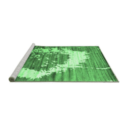 Sideview of Machine Washable Abstract Emerald Green Contemporary Area Rugs, wshcon1814emgrn