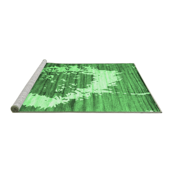 Sideview of Machine Washable Abstract Emerald Green Contemporary Area Rugs, wshcon1814emgrn
