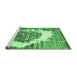 Sideview of Machine Washable Abstract Emerald Green Contemporary Area Rugs, wshcon1814emgrn