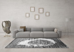 Machine Washable Abstract Gray Contemporary Rug in a Living Room,, wshcon1814gry