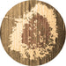 Round Abstract Brown Contemporary Rug, con1814brn