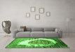 Machine Washable Abstract Green Contemporary Area Rugs in a Living Room,, wshcon1814grn