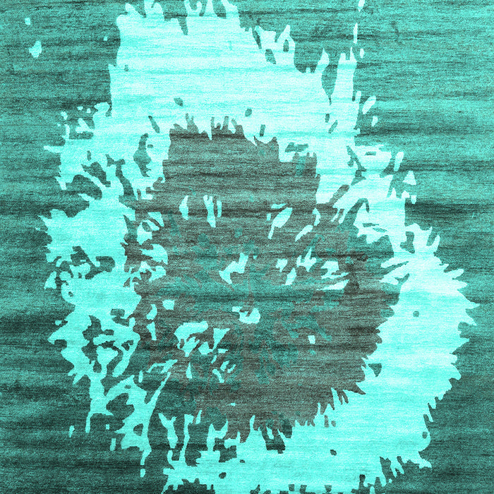 Machine Washable Abstract Turquoise Contemporary Area Rugs, wshcon1814turq