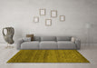 Machine Washable Abstract Yellow Contemporary Rug in a Living Room, wshcon1815yw