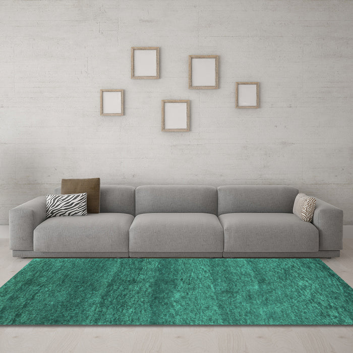 Machine Washable Abstract Turquoise Contemporary Area Rugs in a Living Room,, wshcon1815turq