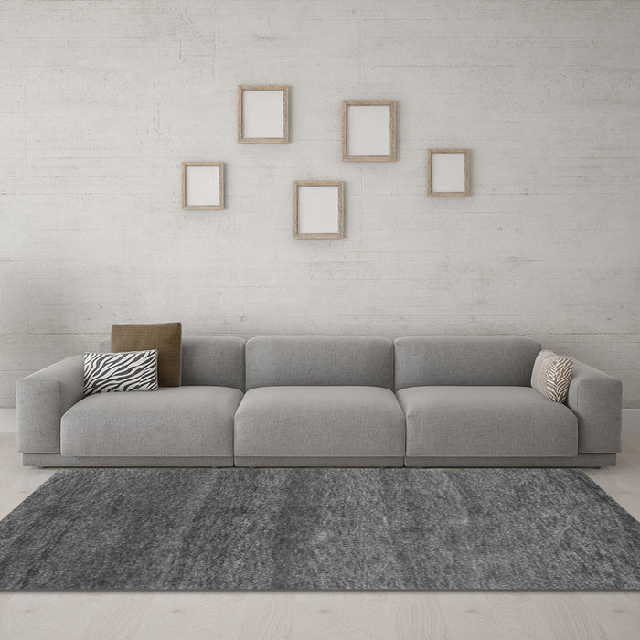 Machine Washable Abstract Gray Contemporary Rug in a Living Room,, wshcon1815gry