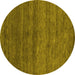 Round Abstract Yellow Contemporary Rug, con1815yw