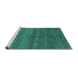 Sideview of Machine Washable Abstract Turquoise Contemporary Area Rugs, wshcon1815turq
