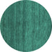 Round Abstract Turquoise Contemporary Rug, con1815turq