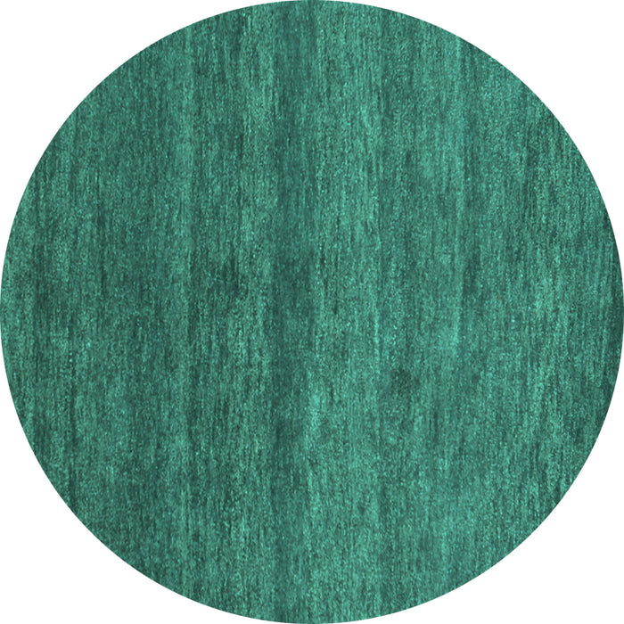Round Machine Washable Abstract Turquoise Contemporary Area Rugs, wshcon1815turq