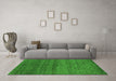 Machine Washable Abstract Green Contemporary Area Rugs in a Living Room,, wshcon1815grn