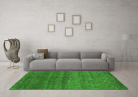 Machine Washable Abstract Green Contemporary Rug, wshcon1815grn